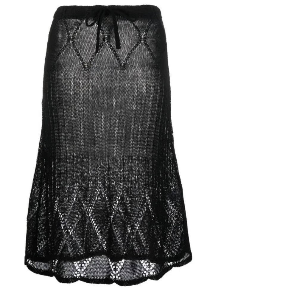 Cormio Carla Pointelle-Knit A-Line Skirt Black $318 Nwt Xs